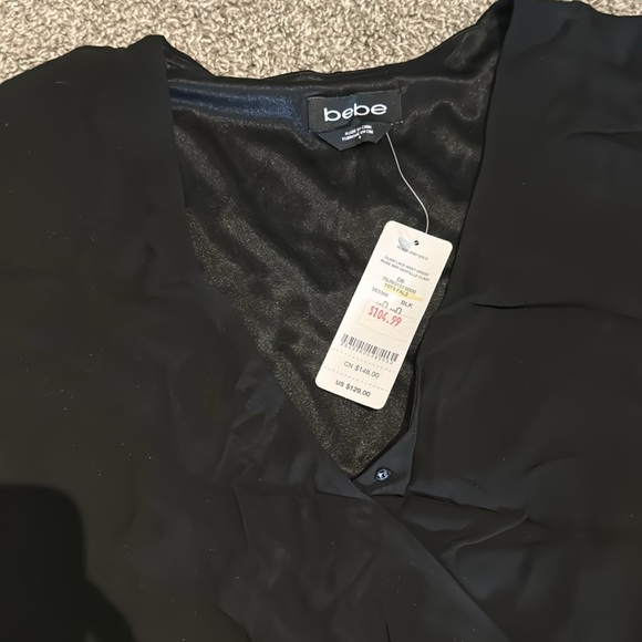 ✨NWT✨ BEBE Clair Lace Inset Black Dress Size 0 - Picture 2 of 4